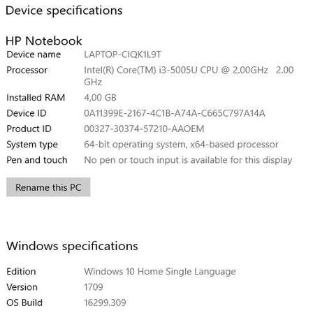 Intel Core I3 5005u