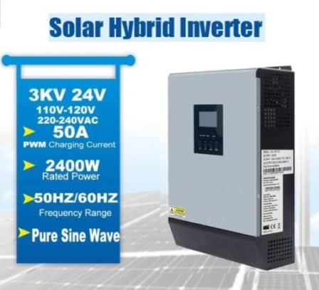 3KVA Pure SineWave Hybrid Inverter with 50Amp PWM Built In Solar Charge Controller - 24Volts - UPS