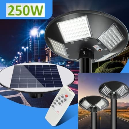 ALL NEW Design - 250W UFO Solar Street Light - High Bay - PIR Sensor - R/Control - 360° Lighting