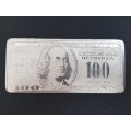 USA  100 Dollar Silver Bar 100g as per scan
