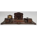 Vintage Bronze Desk Organiser with Inkwells 53 x 25cm as per photo