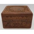 Vintage Carved Wood Jewelry box made in India as per photo