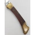 Stainless Steel, Wood and Brass Pocket Knife as per photo