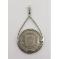 925 Sterling Silver Pendant with Rhodesian Coin, Vintage Design weight 8.9g as per photo