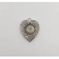 925 Sterling Silver Heart Shaped Pendant with Coin weight 4g as per photo