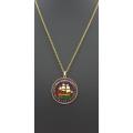1960 1D Penny of SA Enamelled Pendant and  Sterling Silver Chain as per photo