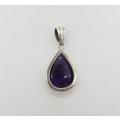 Silver pendant with purple stone - as per scan