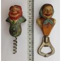 Pair of vintage wooden corkscrew and openers made by Bezau - as per photo