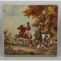 Large tin with hunting scene - as per photo