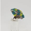 925 Silver colorful ring,  size M/52 - 11.3 grams - as per photo