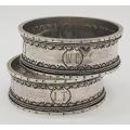 Pair of Antique Napkin Rings in original box 800 silver weight 35g as per photo