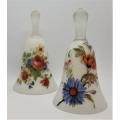 Pair of glass flower pattern bells made in Italy as per photo