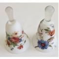 Pair of glass flower pattern bells made in Italy as per photo