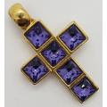 Costume jewellery Cross with purple stones - as per photo