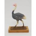 1968 Plastic Ostrich figurine on wooden base- as per photo