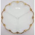 White Glass Sweets Server with Gold Rim as per photo