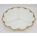 White Glass Sweets Server with Gold Rim as per photo