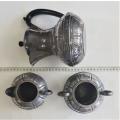 Pewter electro plated teapot, milkjug and sugar bowl made in Sheffield, England - as per photo