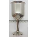 Pair of engraved silver plated goblets - as per photo