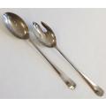 Silver Plated Salad Spoon and Fork made in Hong Kong - as per photo
