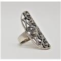 925 Sterling Silver Marcasite Ring size ` O `- as per photo
