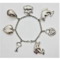 925 Sterling Silver Charm Bracelet  - 26.6g 19.5 cm - as per photo