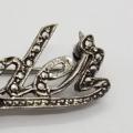 925 Sterling Silver Marcasite Moeder Brooch weight 3.9g as per photo