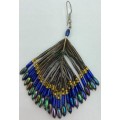 Peacock Feather Earrings with beads as per photo