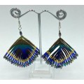 Peacock Feather Earrings with beads as per photo
