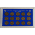 1937-1952 United Kingdom George VI Brass Threepence Coin Set as per photo