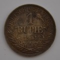 1904 German East Africa 1 Rupie 90% Silver Coin, weight 11.6g diameter 30mm