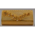 Vintage Metal Clutch Purse with Pearl Embellishments