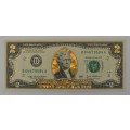 22ct Gold Layered Uncirculated 2 Dollar Banknote as per photo