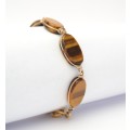 Vintage Tiger-Eye Bracelet with 9k Gold Clasp length 19cm