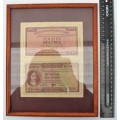 Framed SA 1939 & 1949 10 Shillings Banknotes as per photo