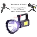 Torch Light Multifunction Rechargeable With Stand LED High Lumens Flash Light 4 Modes LED COB L-832