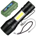 Mini USB LED Rechargeable Flashlight compact in box with 3 modes [ BOX + USB CABLE included]