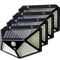 Pack Of 4 X 100 LED Solar Powered Wall Lamp with Motion Sensor - Super Bright - Built in Battery