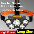 USB Rechargeable Headlight, 5 Led Super Bright High Lumens Led Headlamp, Waterproof Headlamp