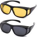 Hd Vision Wrap Around Glasses - Set of 2 Brown & Black Glasses Night Vision Antiglare