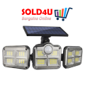 122 LED Solar Motion Sensor Outdoor Rotatable 3 Head Light with Remote 30W