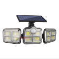 122 LED Solar Motion Sensor Outdoor Rotatable 3 Head Light with Remote 30W