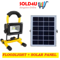 360 Degrees Rotating Solar Rechargeable Portable LED Flood Light + Solar Panel with Li-Ion Battery