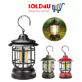 Retro LED Camping Lantern, USB Rechargeable Camping Lamp, Vintage Camping Lights