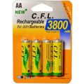 AA Ni-MH Rechargeable Batteries 3800 mAh Pack of 4