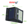 30 LED Solar Powered PIR Motion Sensor Security Wall Garden Light - Built in Battery