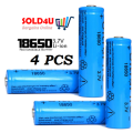 4 pcs x 18650 Li-ion Rechargeable Battery 3.7V