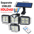 198 LED 4 Head Solar Sensor Light Rotatable with Split Solar Panel Remote in-built Lithium Battery