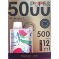 5000 PUFFS Disposable Vape e-cigarette- 12ml - 500mAh Battery [ Mango ICE Flavour]