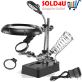 5 LED Helping Hands with Soldering Iron Stand plus Magnifier and LED light AC/DC [HEAVY DUTY]